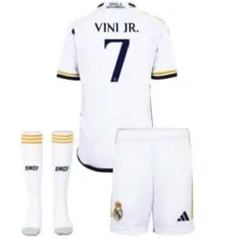 a white football uniform with socks and a number on it