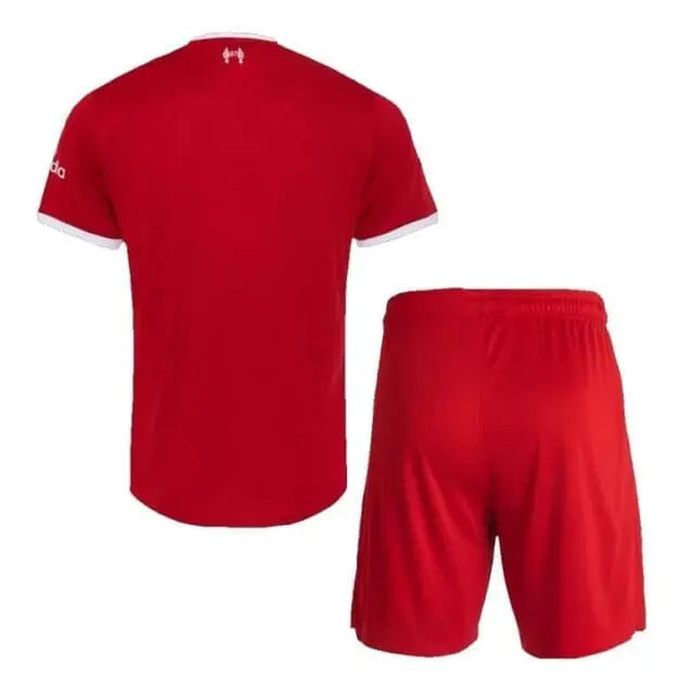 a red sports uniform with white trim