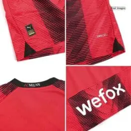 a collage of a red and black sports jersey