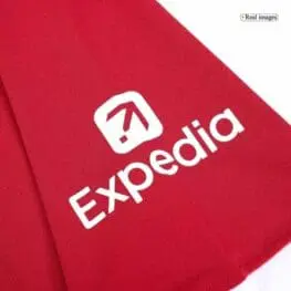 a red towel with white text