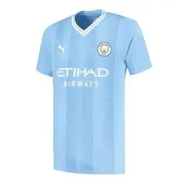 a blue sports jersey with white text
