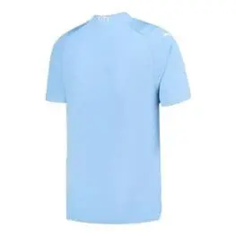 a blue shirt with white text