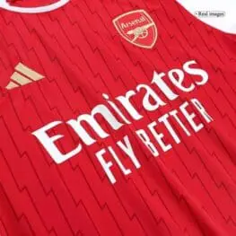 a red sports jersey with white text