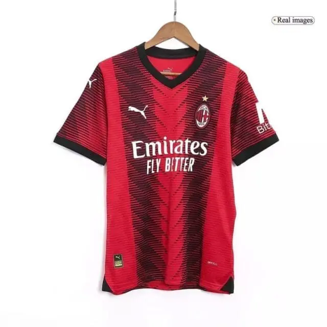 a red and black sports jersey on a swinger
