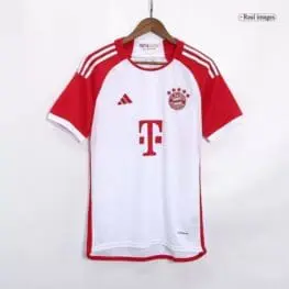a red and white sports jersey on a swinger