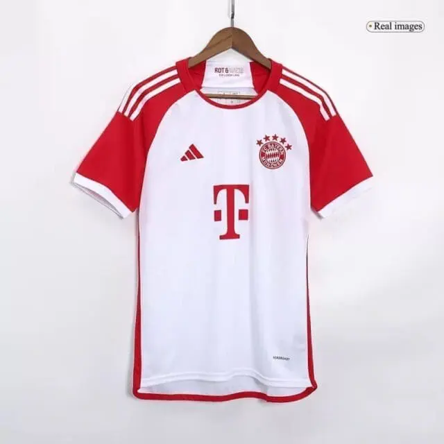 a red and white sports jersey on a swinger