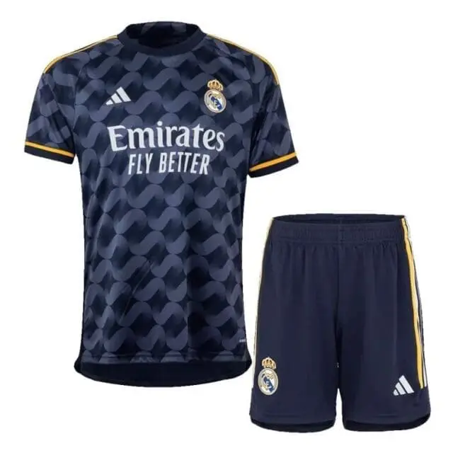 a blue football uniform and shorts