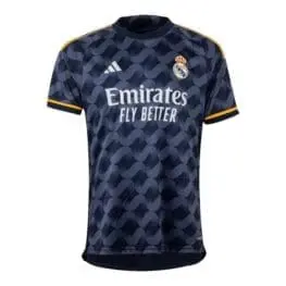 a blue sports jersey with white text