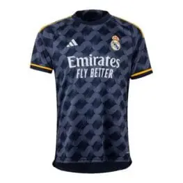 a blue sports jersey with white text