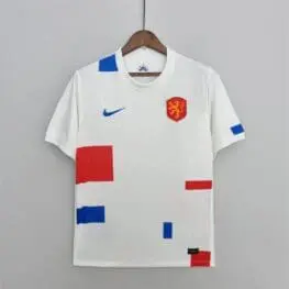 a white shirt with red blue and white stripes