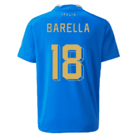 a blue jersey with yellow text and numbers