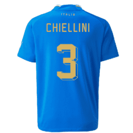 a blue jersey with yellow text and numbers