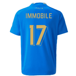 a blue jersey with yellow text and numbers