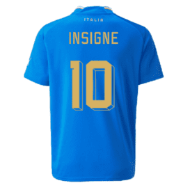 a blue jersey with yellow text and numbers