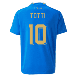 a blue jersey with yellow text and numbers