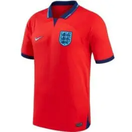 a red shirt with blue accents