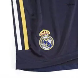 a close up of a blue shorts