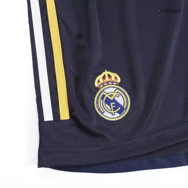 a close up of a blue shorts