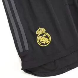 a close up of a black shorts