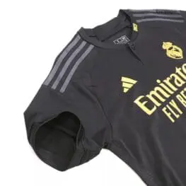a black jersey with yellow text