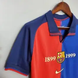 a blue and red shirt on a swinger