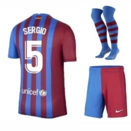 Футбольная форма Серхио 5 Барселона 2021-2022 с гетрами