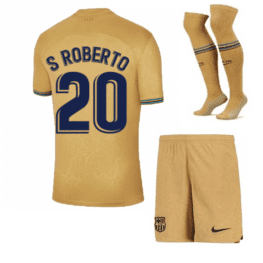 Гостевая детская футбольная форма Роберто Барселона 2023 года с гетрами