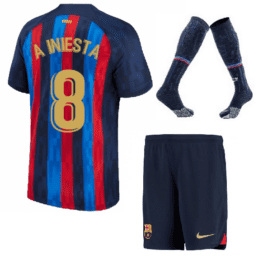 Детская футбольная форма Иньеста Барселона 2023 года с гетрами