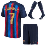 Детская футбольная форма Дембеле Барселона 2023 года с гетрами