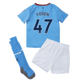 Детская футбольная форма Фоден Манчестер Сити 2023 года с гетрами