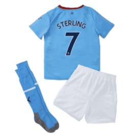 Детская футбольная форма Стерлинг Манчестер Сити 2023 года с гетрами