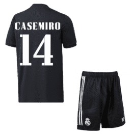 Детская чёрная футбольная форма Каземиро Реал Мадрид 2022-2023