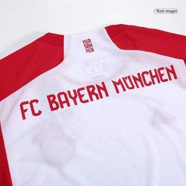 a red and white jersey with text on it