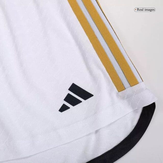 a close up of a white and yellow shorts