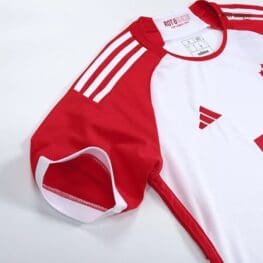 a red and white sports jersey