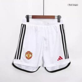 a pair of white shorts with black stripes