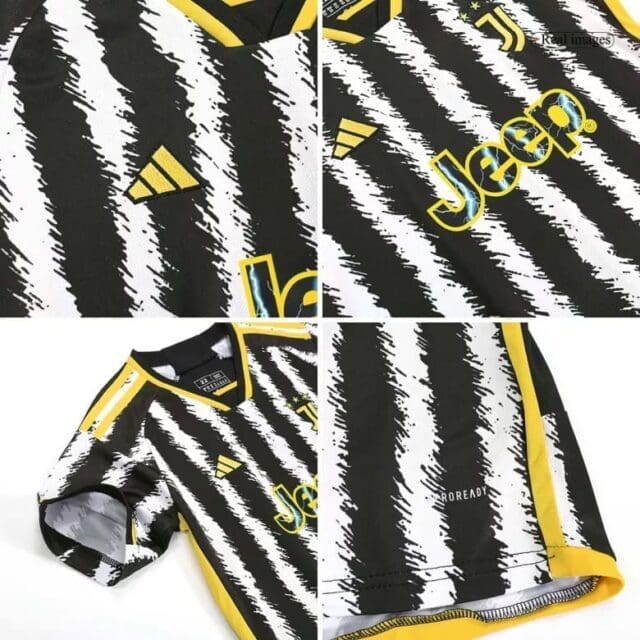 a collage of a black and white striped jersey