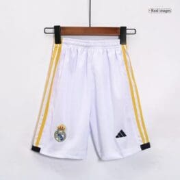 a white shorts with yellow stripes on a swinger