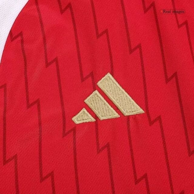 a close up of a red jersey