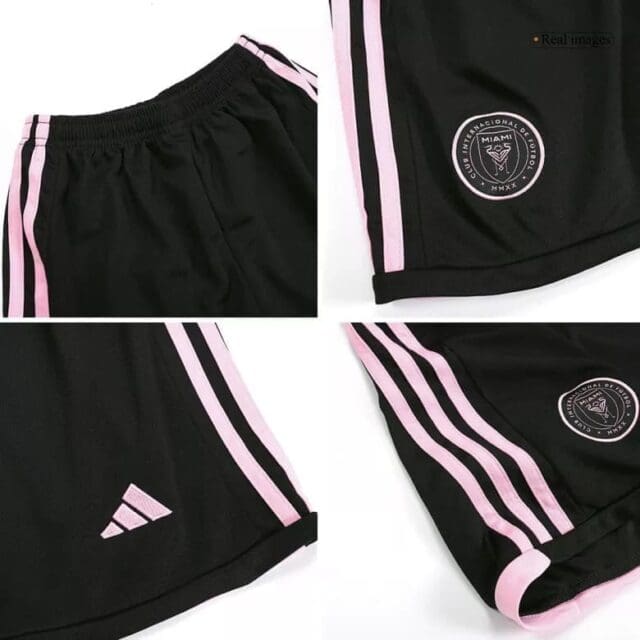 a collage of black shorts with pink stripes