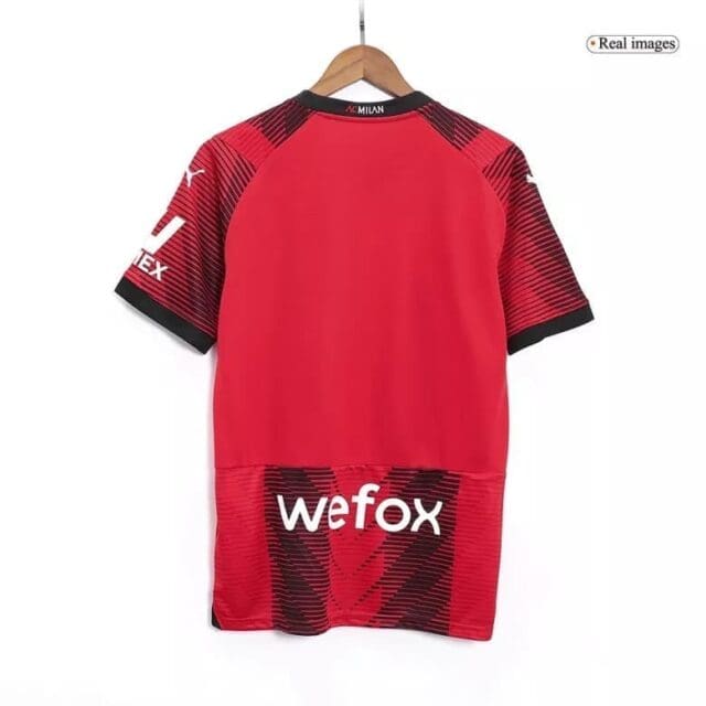 a red and black jersey on a swinger