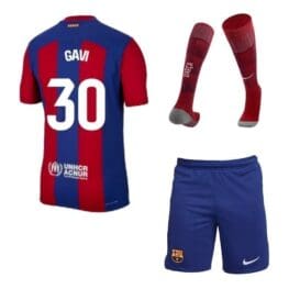 Детская футбольная форма Гави Барселона 2024 с гетрами