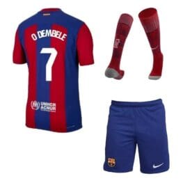 Детская футбольная форма Дембеле Барселона 2024 с гетрами