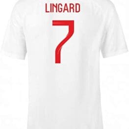 a white shirt with red text and numbers
