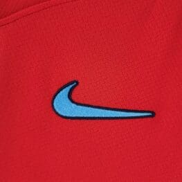 a close up of a red shirt
