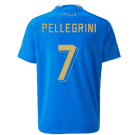 a blue jersey with a number and text on it