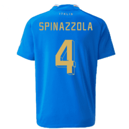 a blue jersey with yellow text and numbers