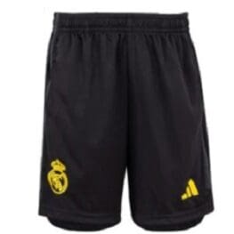 a black shorts with yellow logo