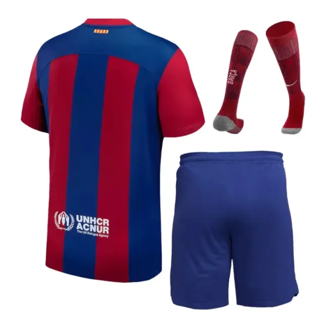 a red and blue sports uniform